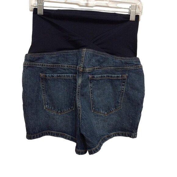 Isabel Maternity Women Midi Short Denim Crossover Panel Size 2 Blue - Picture 2 of 4